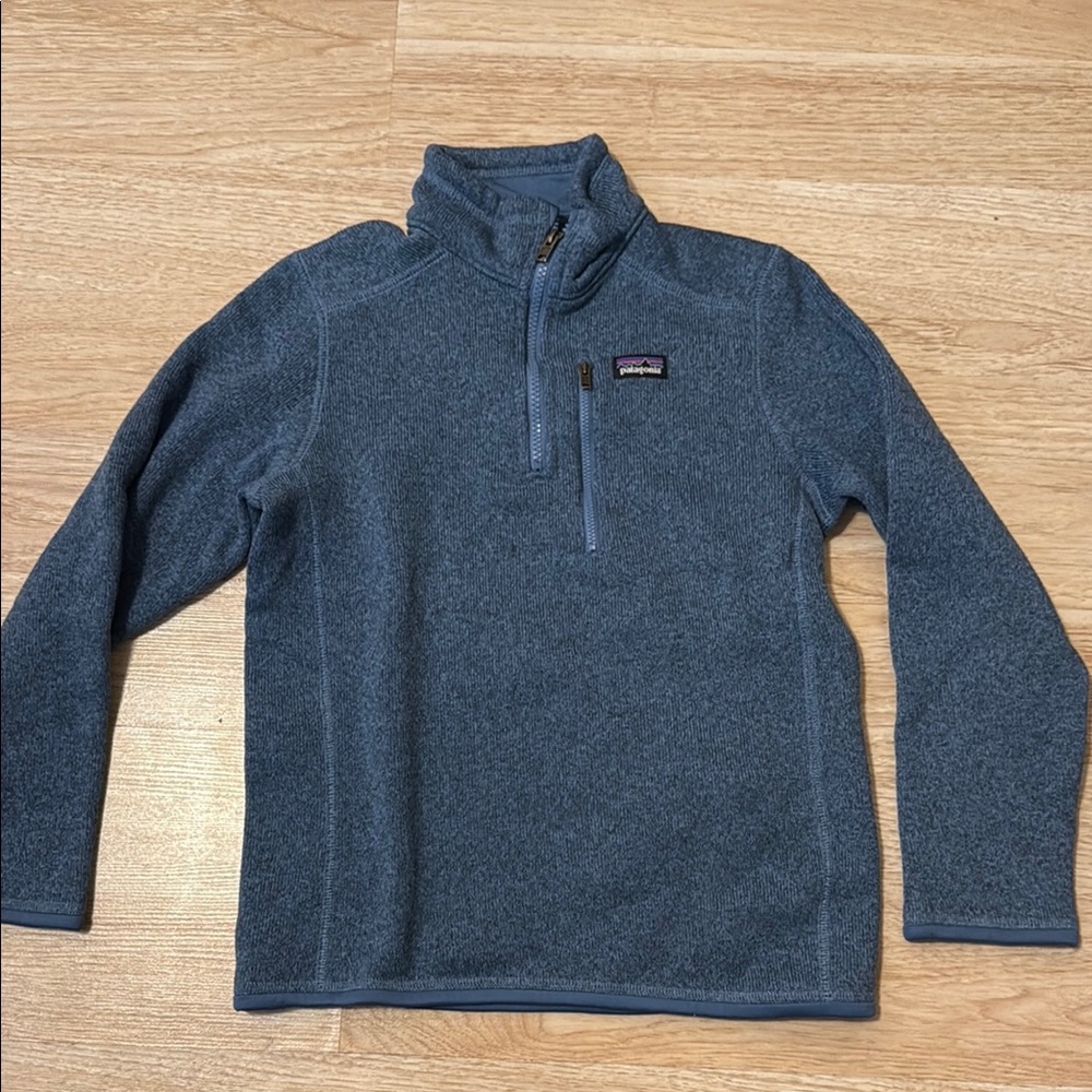 EUC Patagonia Teal Quarter-Zip Fleece Jacket size M kids